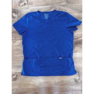 Cherokee Workwear Revolution Royal Blue V-Neck Scrub Top Womens Large L WW620